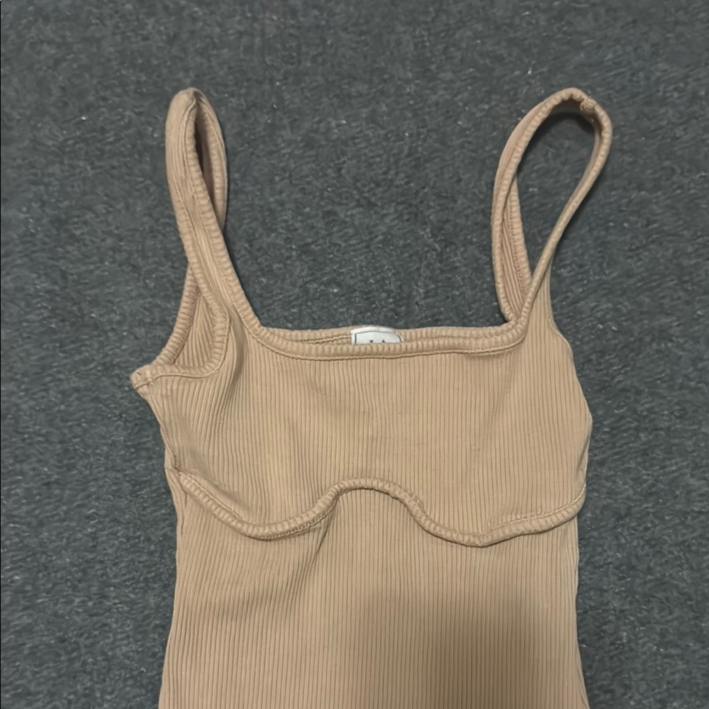 Tan Ribbed Bodycon Dress - Picture 2 of 2